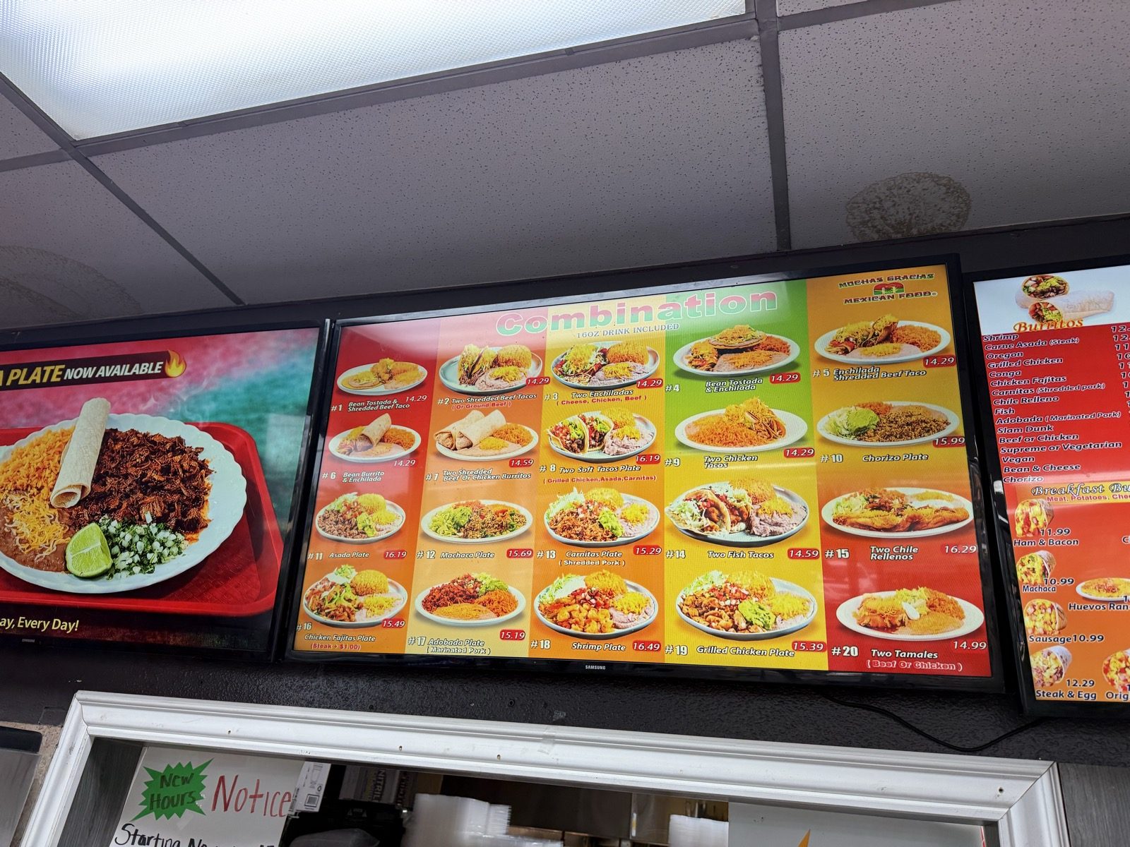 Combination plates, $14.29–$16.49.
