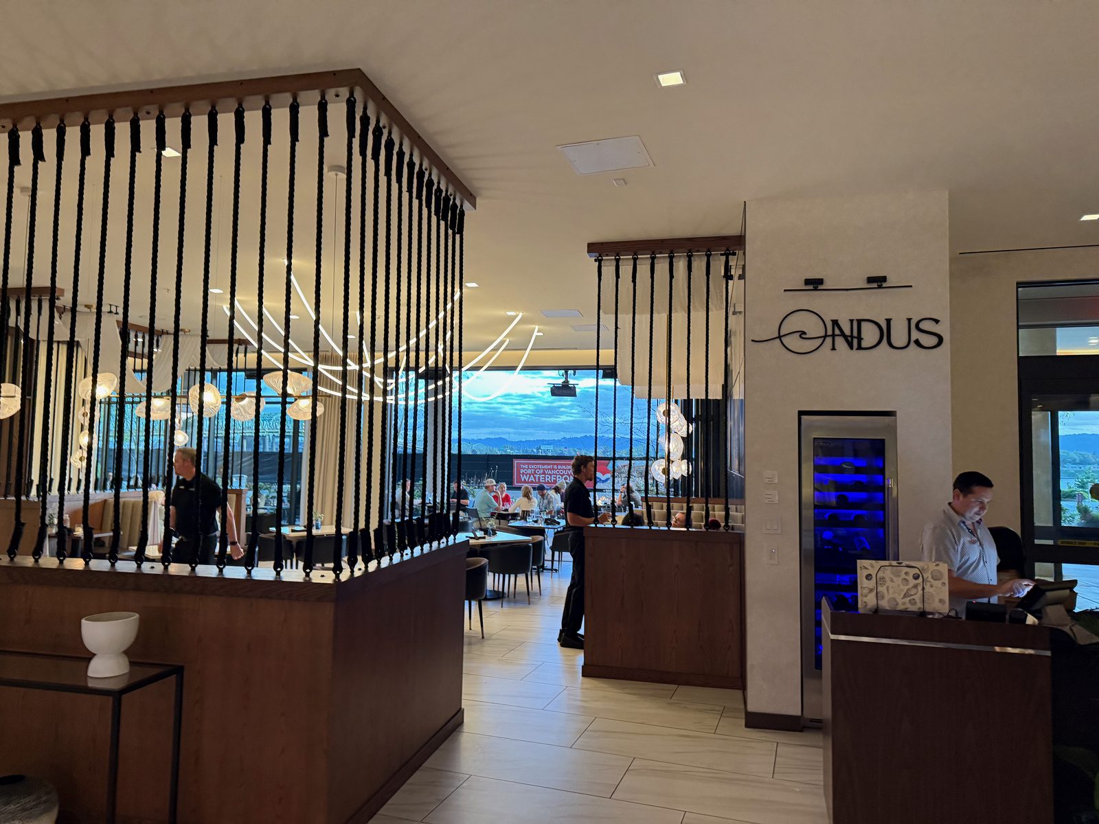 Ondus — the logo is a wave, which tracks, for a restaurant on a river.