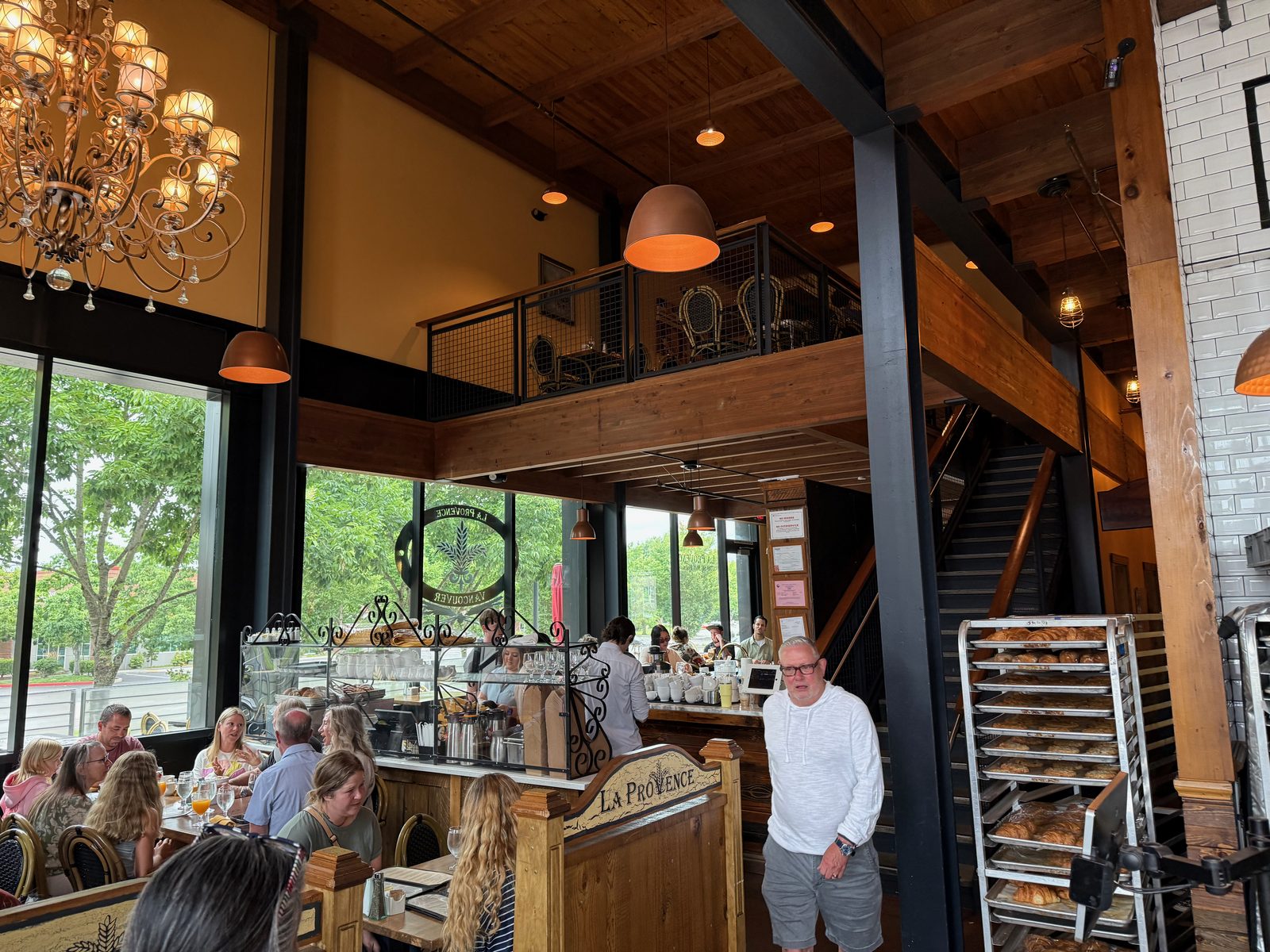 The mezzanine, the chandelier, and a rack of croissants the size of a door.