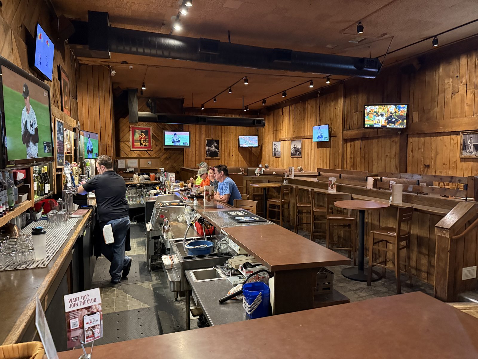Not a packed house. The bartender was working alone and the wait still added up.