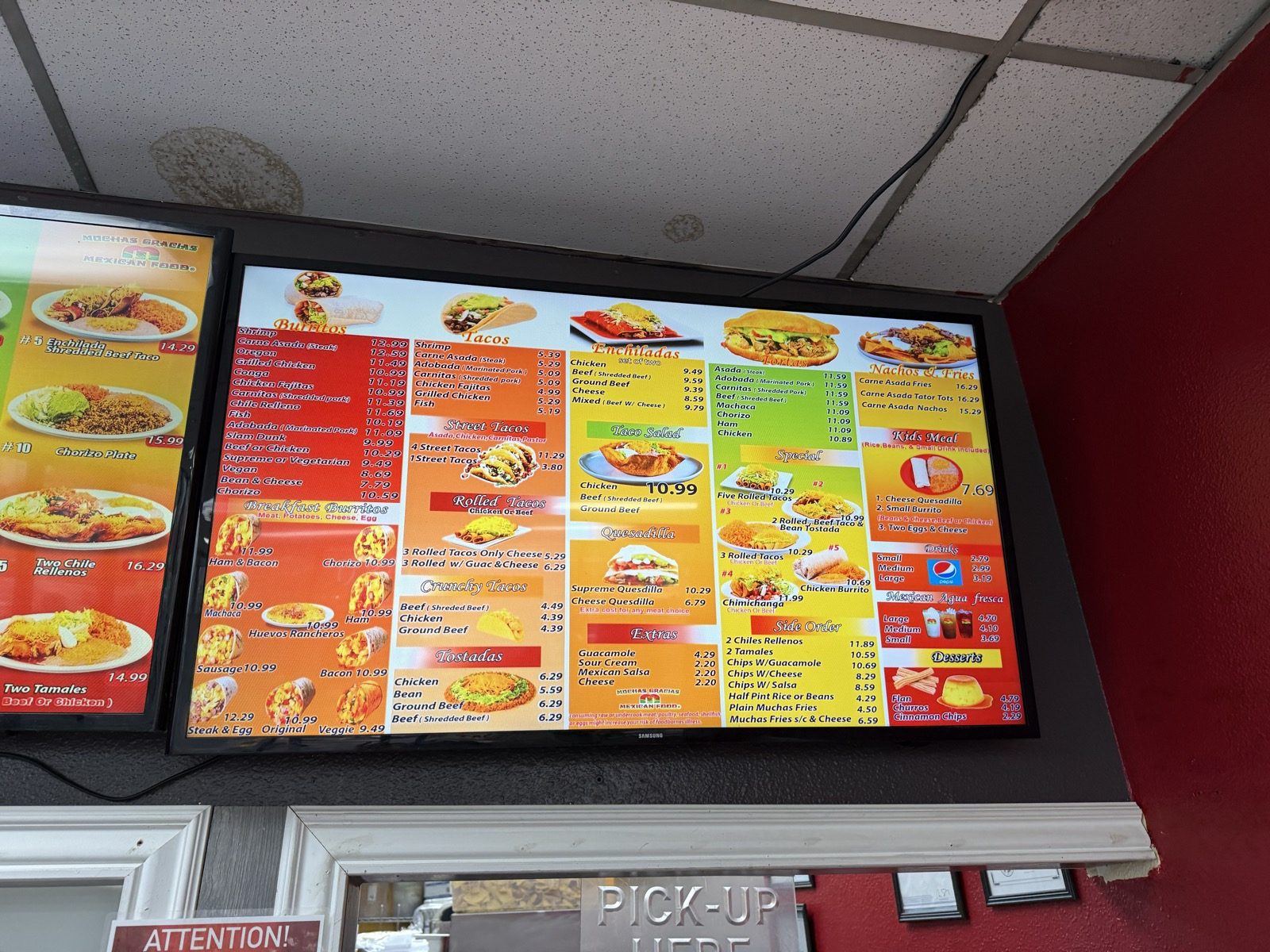 Everything else. Burritos start at $7.79.