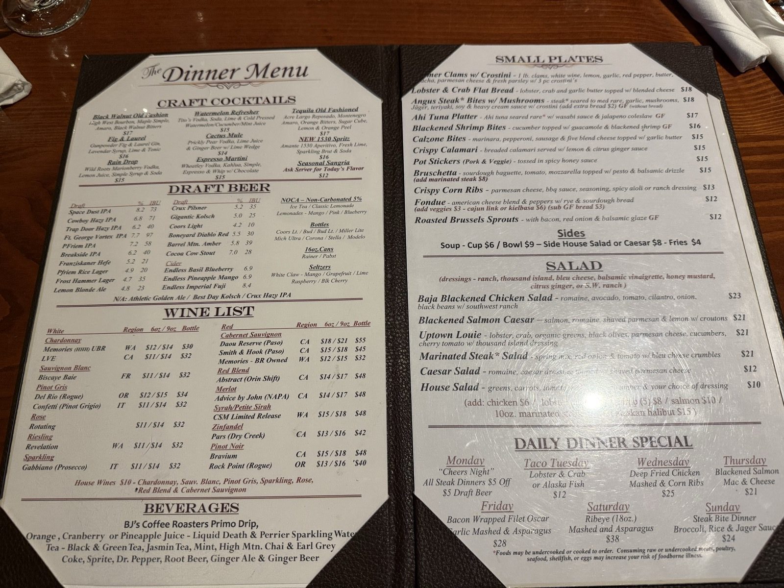 The drinks list is the length you'd hope for from a place with a cellar.