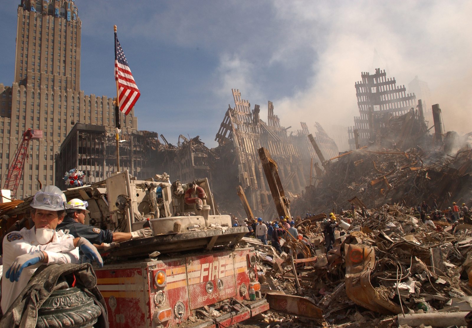 What was there two days later. Ground Zero, 13 September 2001. Photo: Andrea Booher, FEMA, public domain.